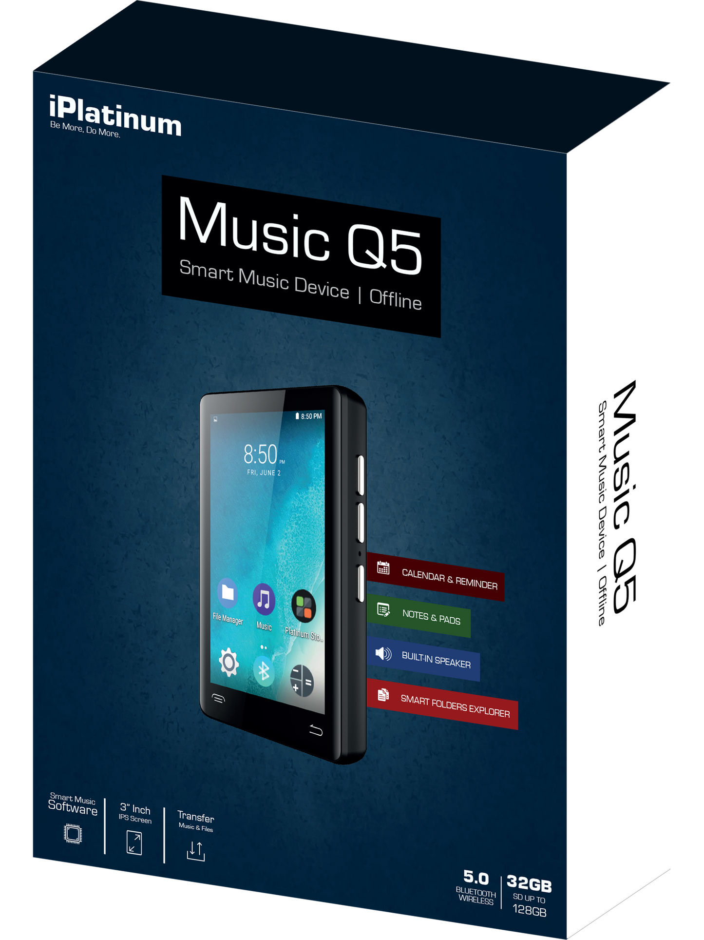 iPlatinum Q5 Kosher 32GB MP3 Player with Built-in Speaker and Bluetooth (No Video, Radio or WiFi)