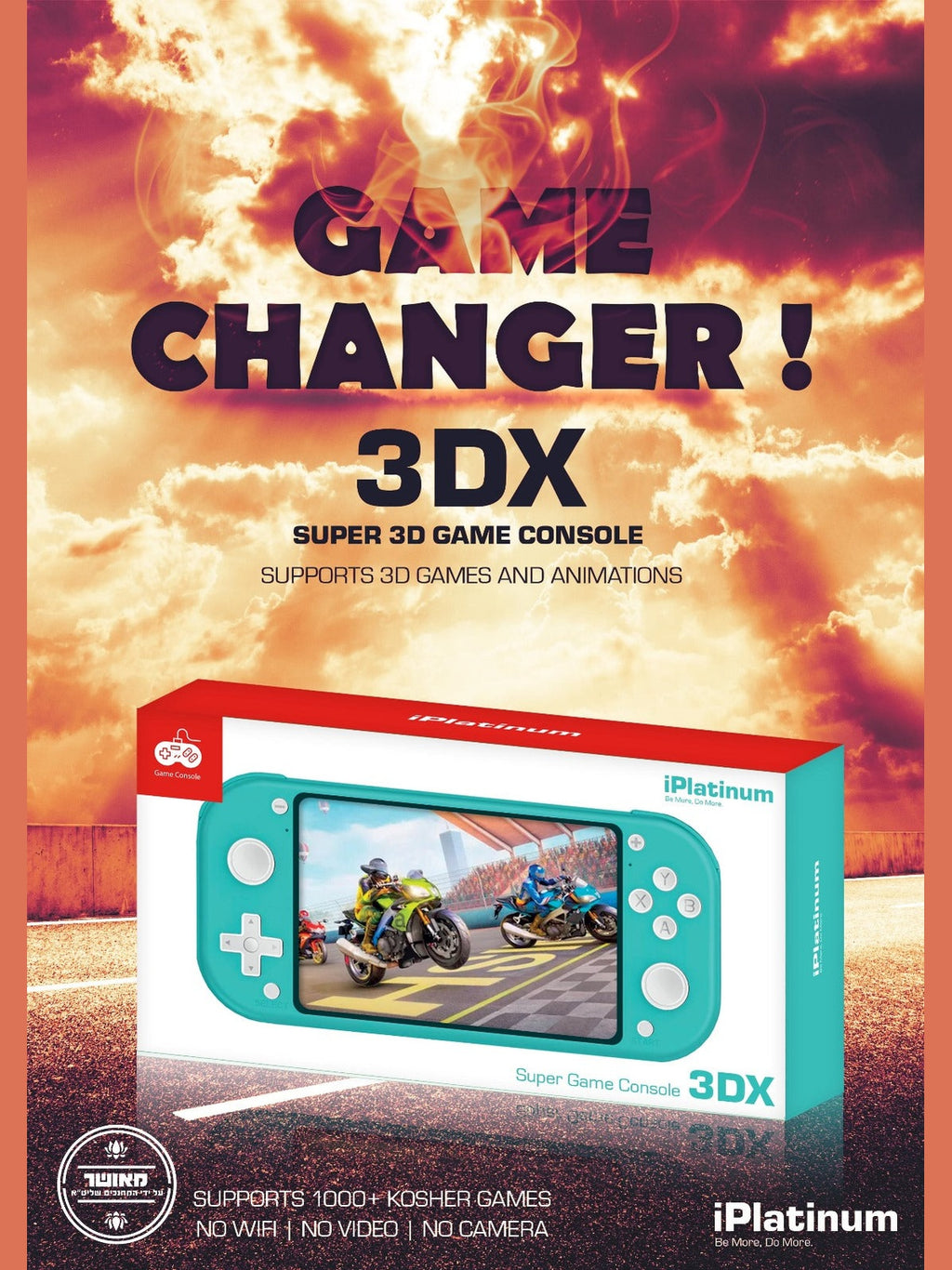 iPlatinum 3DX - Super 3D Game Console Kosher GameBoy