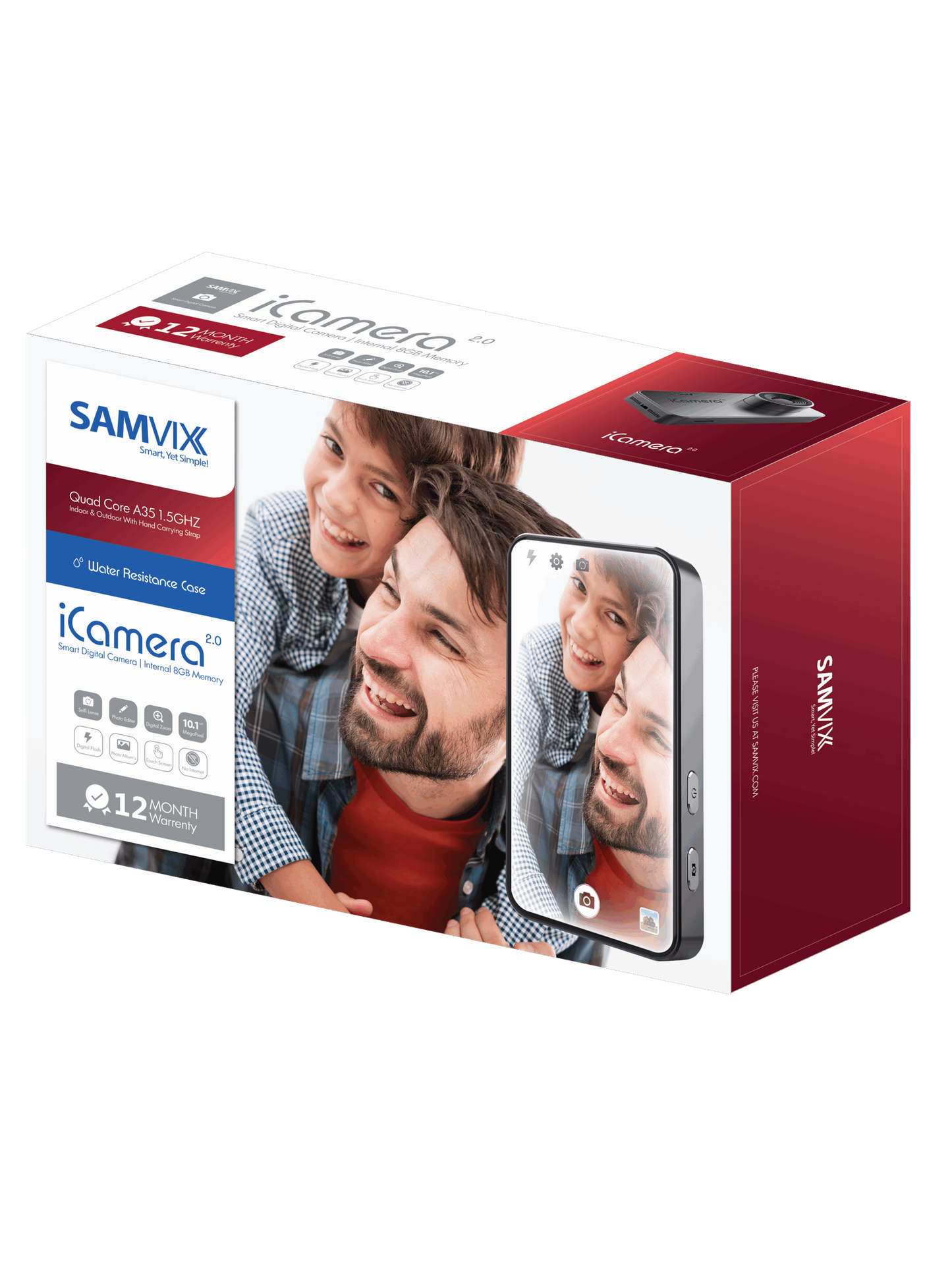 SAMVIX iCAMERA 2.0 Kosher Digital Camera No WiFi, No Bluetooth, 8GB Internal Memory, Selfie Cam