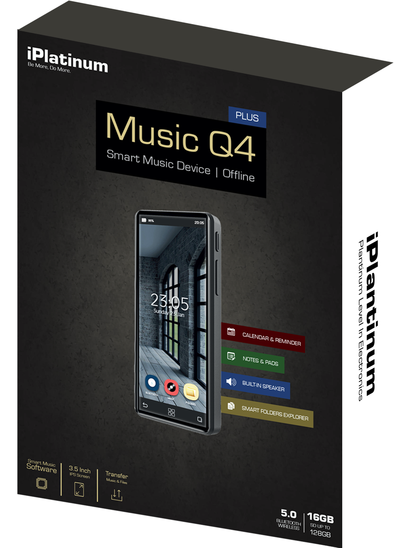 iPlatinum Q4 Plus 16GB Kosher MP3 Player – 3.5" Touchscreen, Kosher Apps, No Internet or Radio